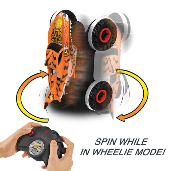 Hot Wheels Monster Trucks, Remote Control Car, 1:15 Scale Tiger Shark RC With All-Terrain Wheels - Image 4