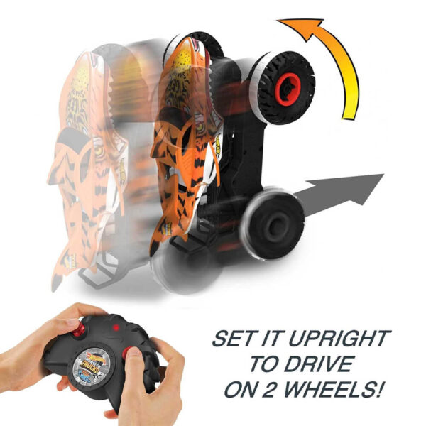 Hot Wheels Monster Trucks, Remote Control Car, 1:15 Scale Tiger Shark RC With All-Terrain Wheels - Image 5