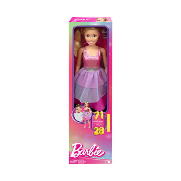 Mattel Large Barbie Doll, 28 Inches Tall, Blond Hair and Shimmery Pink Dress - Image 2