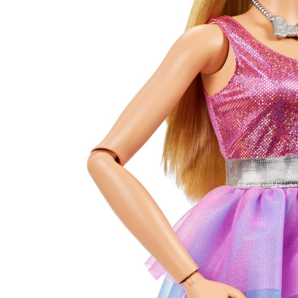 Mattel Large Barbie Doll, 28 Inches Tall, Blond Hair and Shimmery Pink Dress - Image 4