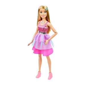 Mattel Large Barbie Doll, 28 Inches Tall, Blond Hair and Shimmery Pink Dress