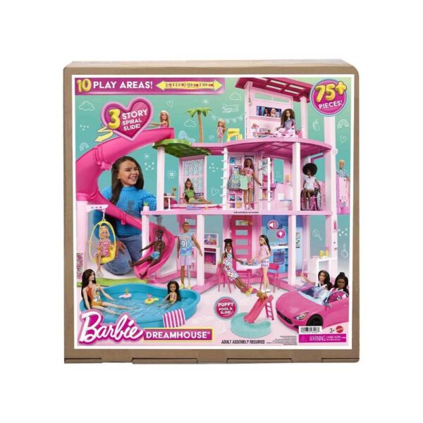 Mattel Barbie Dreamhouse, 75+ Pieces, Pool Party Doll House With 3 Story Slide - Image 2