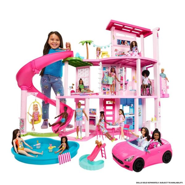 Mattel Barbie Dreamhouse, 75+ Pieces, Pool Party Doll House With 3 Story Slide - Image 3
