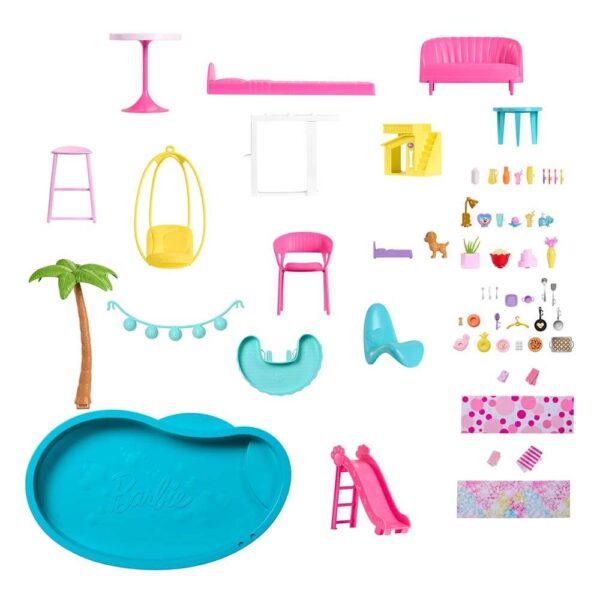 Mattel Barbie Dreamhouse, 75+ Pieces, Pool Party Doll House With 3 Story Slide - Image 4