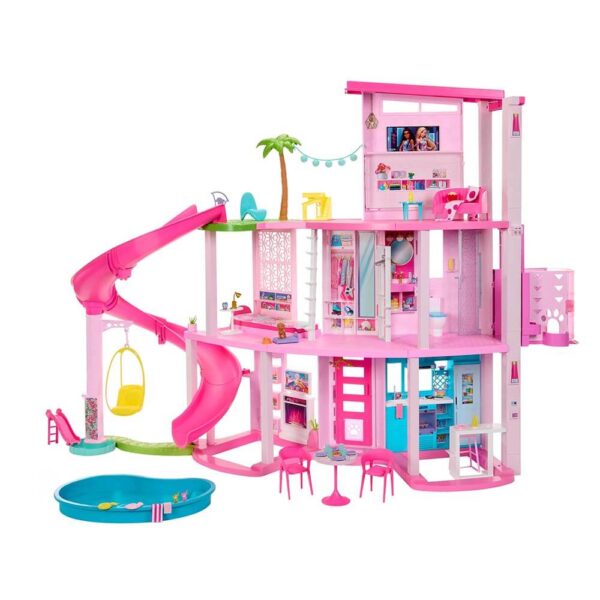 Mattel Barbie Dreamhouse, 75+ Pieces, Pool Party Doll House With 3 Story Slide