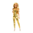 Mattel Barbie Fashionistas Doll #222, Petite With Blonde Wavy Hair, Golden Jumpsuit, 65th Anniversary