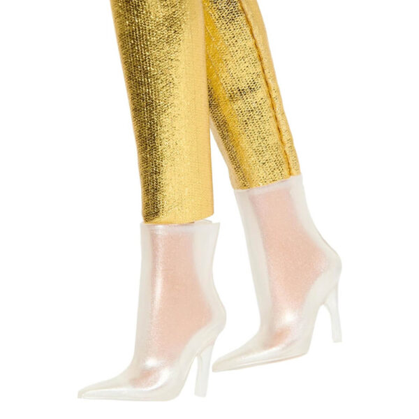 Mattel Barbie Fashionistas Doll #222, Petite With Blonde Wavy Hair, Golden Jumpsuit, 65th Anniversary - Image 5
