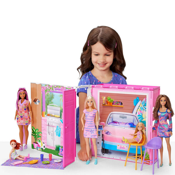 Mattel Barbie Getaway House, Doll House Playset With 4 Play Areas And 11 Decor Accessories & Doll - Image 5