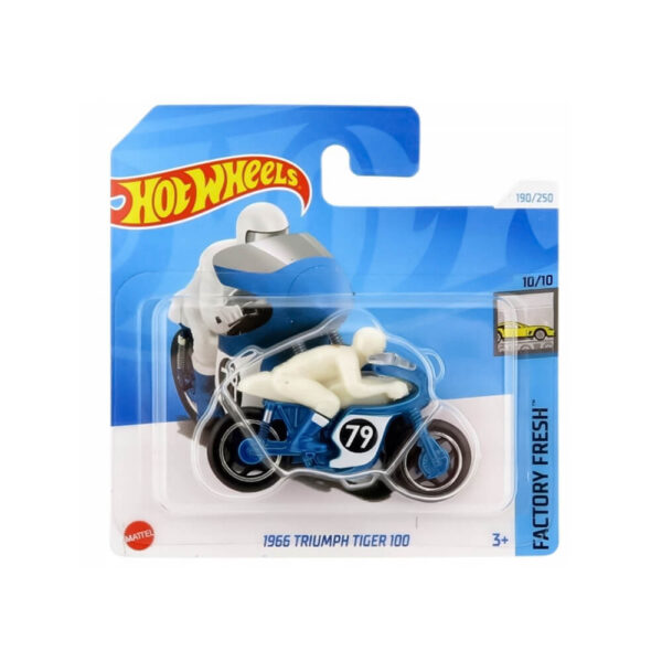 Hot Wheels - 1966 Triumph Tiger 100 - Factory Fresh 10/10 - HTD43 - Short Card - Motorcycle - Blue - Mattel 2024 - 1:64 - Image 2