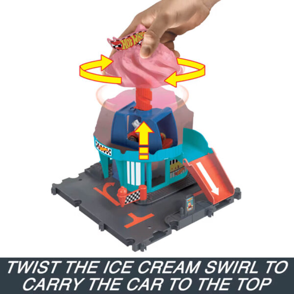 Mattel Hot Wheels City Track Set With 1 Hot Wheels Car, Ice Cream Shop Playset - Image 4