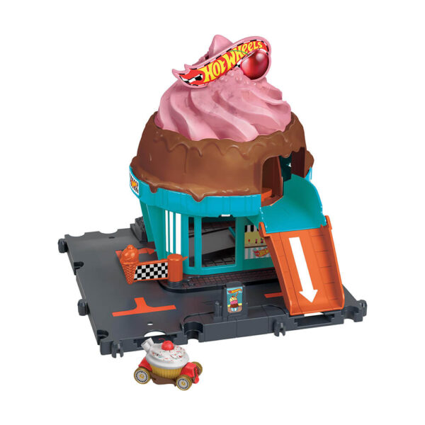 Mattel Hot Wheels City Track Set With 1 Hot Wheels Car, Ice Cream Shop Playset