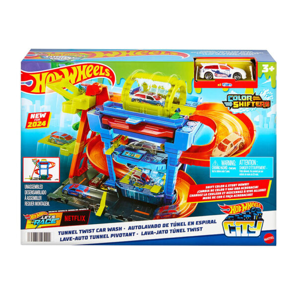 Mattel Hot Wheels City Tunnel Twist Car Wash & Color Shifters Vehicle in 1:64 Scale - Image 2