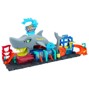 Mattel Hot Wheels City Ultra Shark Car Wash With Color Reveal Toy Car in 1:64 Scale