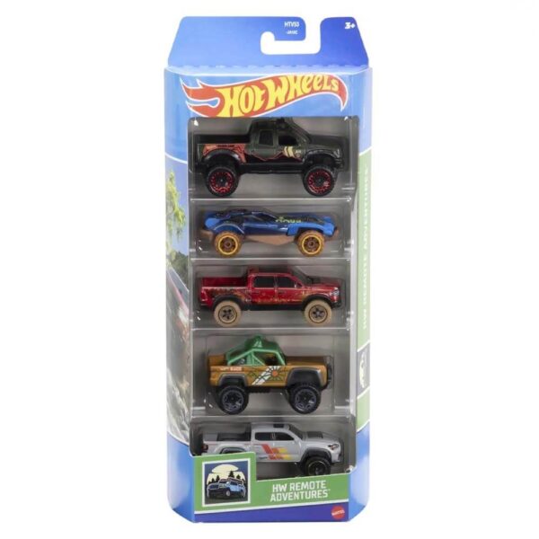 Hot Wheels  Remote Adventures 2024 ('10 Toyota Tundra, Dune-A-Soar, 2020 Ram 1500 Rebel, Custom Ford Bronco & '20 Toyota Tacona) 5 Vehicle Pack (HTV53)