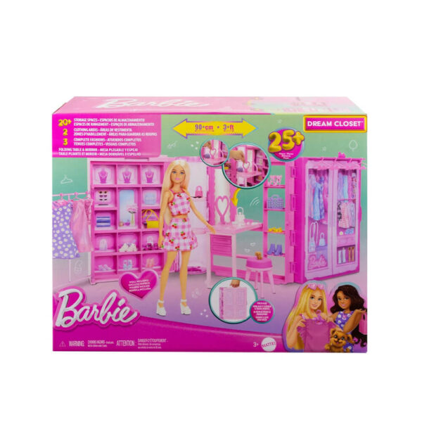 Mattel Barbie Dream Closet Toy Playset With Fashion Doll, CloThes, & Accessories, 3-Ft-Wide With 25+ Pieces - Image 2