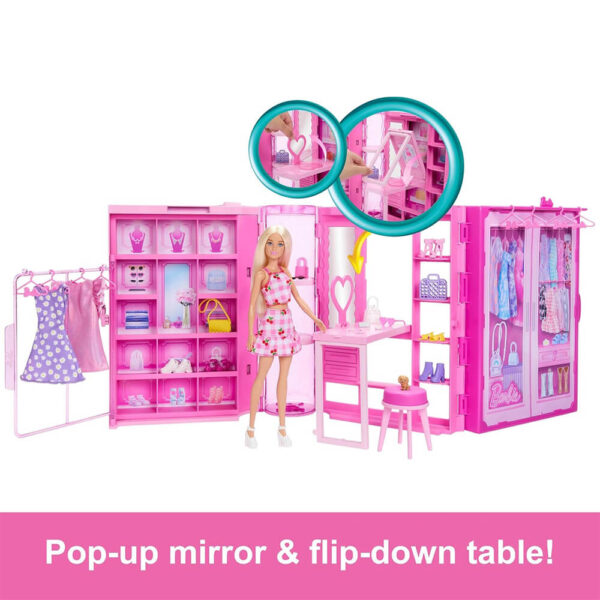 Mattel Barbie Dream Closet Toy Playset With Fashion Doll, CloThes, & Accessories, 3-Ft-Wide With 25+ Pieces - Image 8