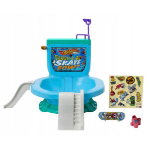 Mattel Hot Wheels Skate Flush & Go Skate Bowl Fingerboard Set With 1 Exclusive Board & Pair Of Removable Skate Shoes