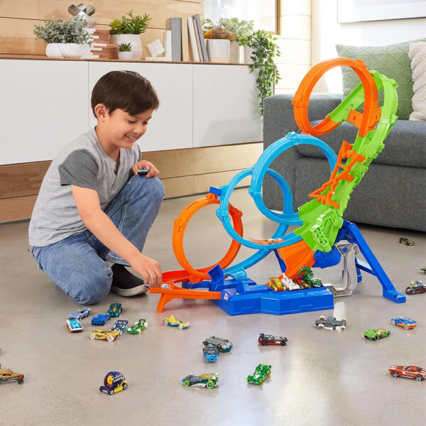 Mattel Hot Wheels 4-Loop Crash Out Track Set With Motorized Booster & 1:64 Scale Toy Car - Image 6