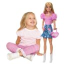 Mattel Barbie 28-in Blonde Fashion Doll with Removable Fashions, Pink Top, Denim Skirt, & Cowboy Boots, Necklace and Purse Accessory