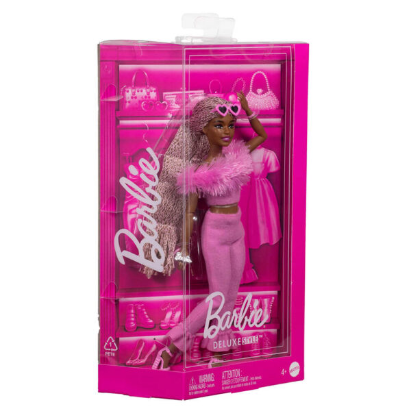 Mattel Barbie Deluxe Style Doll #4 in Soft Pink Jumpsuit, Pink And Brown Braided Hair - Image 2