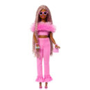 Mattel Barbie Deluxe Style Doll #4 in Soft Pink Jumpsuit, Pink And Brown Braided Hair