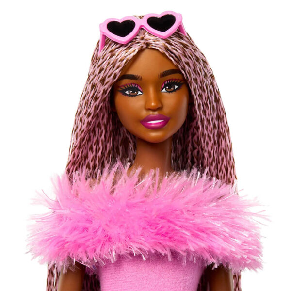 Mattel Barbie Deluxe Style Doll #4 in Soft Pink Jumpsuit, Pink And Brown Braided Hair - Image 4
