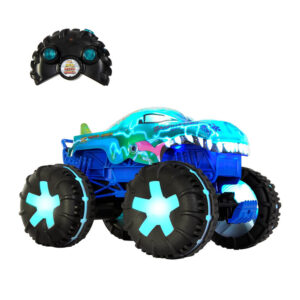 Hot Wheels Monster Trucks Remote Control Car, 1:15 Scale Mega-Wrex Alive Battery-Powered RC Vehicle with Lights & Sounds
