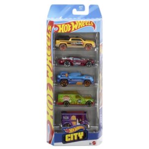 Hot Wheels  City 2025 (Time Shifter, Surf Duty, Night Shifter, Bread Box, Drone Duty) 5 Vehicle Pack Multi Color (JBJ75)