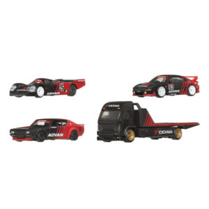 Mattel Hot Wheels Premium Collector Display Sets, 3 Cars & 1 Transporter (Group GMH39)