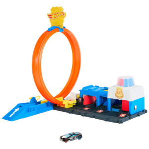 Mattel Hot Wheels City Super Police Station Playset With 1:64 Scale Police Toy Car & Adjustable Track Loop