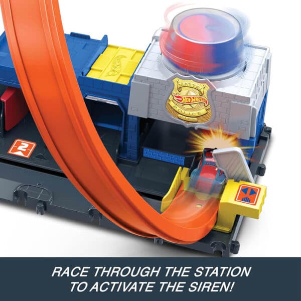 Mattel Hot Wheels City Super Police Station Playset With 1:64 Scale Police Toy Car & Adjustable Track Loop - Image 5