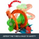 Mattel Hot Wheels  City T-Rex Blaze Battle Playset & 1:64 Scale Die-Cast Car, Dinosaur Nemesis