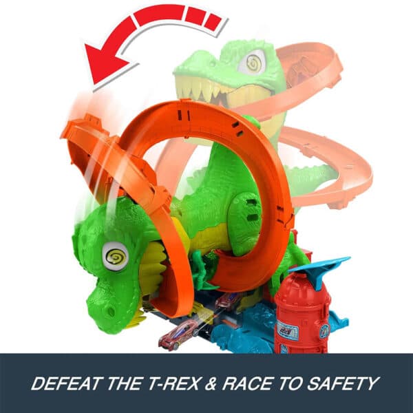 Mattel Hot Wheels  City T-Rex Blaze Battle Playset & 1:64 Scale Die-Cast Car, Dinosaur Nemesis - Image 5