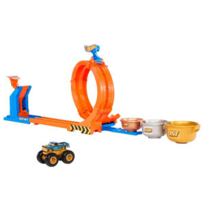 Hot Wheels Monster Trucks Loop-And-Flip Trophy Challenge Playset & Die-Cast Bigfoot Toy Truck