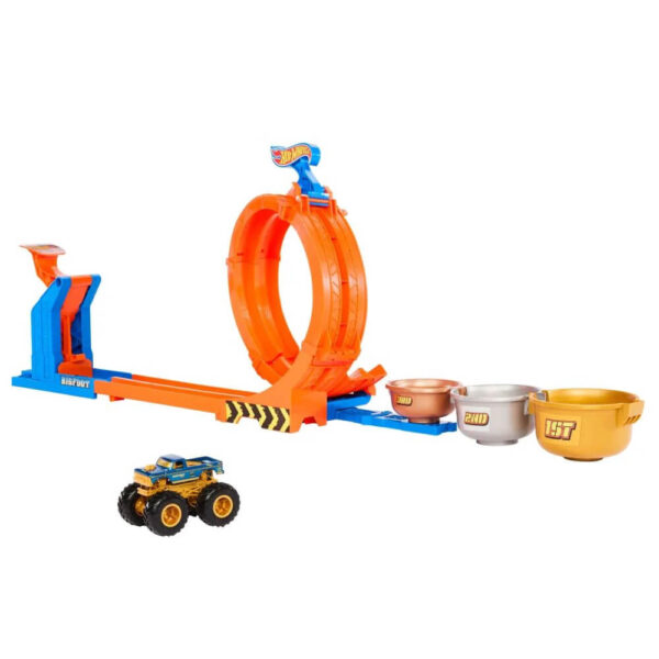 Hot Wheels Monster Trucks Loop-And-Flip Trophy Challenge Playset & Die-Cast Bigfoot Toy Truck