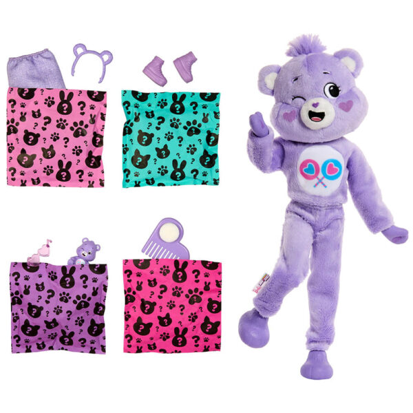 Mattel Barbie Cutie Reveal Care Bears Series Doll & Accessories in Share Bear Plush Costume, 10 Surprises - Image 3