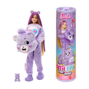 Mattel Barbie Cutie Reveal Care Bears Series Doll & Accessories in Share Bear Plush Costume, 10 Surprises