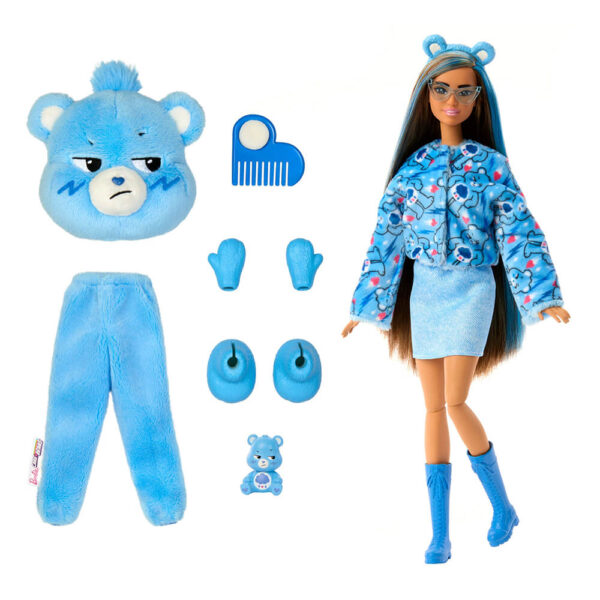 Mattel Barbie Cutie Reveal Care Bears Series Doll & Accessories in Grumpy Bear Plush Costume, 10 Surprises - Image 2