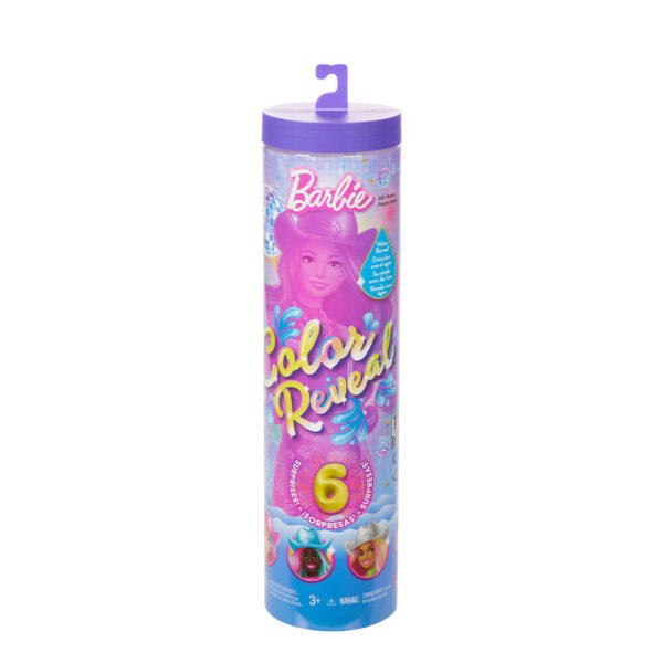 Mattel Barbie Color Reveal Fashion Doll & Accessories with 6 Surprises, Disco Star Series with Metallic Shine & Color-Change Bodice - Image 2