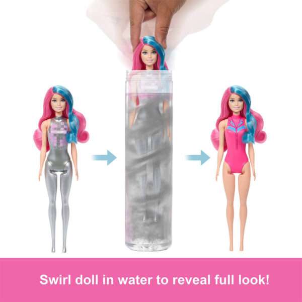 Mattel Barbie Color Reveal Fashion Doll & Accessories with 6 Surprises, Disco Star Series with Metallic Shine & Color-Change Bodice - Image 4