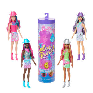 Mattel Barbie Color Reveal Fashion Doll & Accessories with 6 Surprises, Disco Star Series with Metallic Shine & Color-Change Bodice