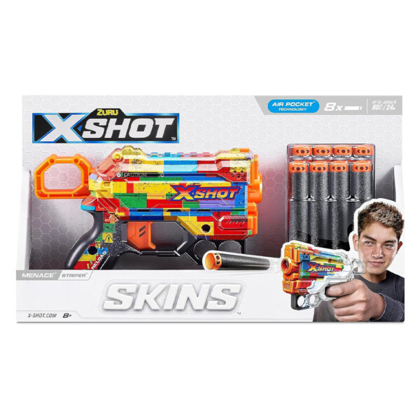 ZURU XSHOT SKINS MENACE (8 Darts) STRIPER (36515) - Image 2