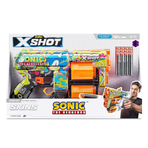 ZURU XSHOT SKINS SERIES 1 DREAD SONIC (12 DARTS) HYPER SPIKE (36583) - Image 2