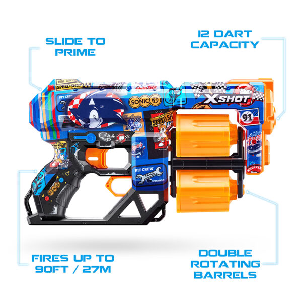 ZURU XSHOT SKINS SERIES 1 DREAD SONIC (12 DARTS) RACE TEAM (36583) - Image 3
