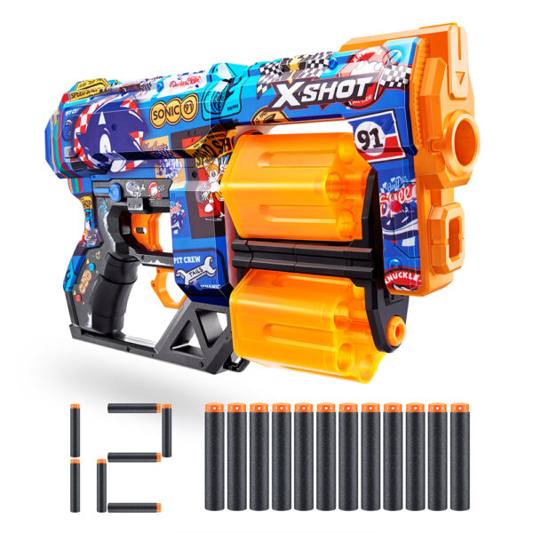ZURU XSHOT SKINS SERIES 1 DREAD SONIC (12 DARTS) RACE TEAM (36583)