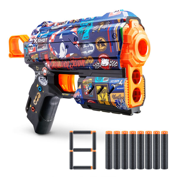 ZURU XSHOT SKINS SERIES 1 FLUX Sonic (8 Darts) RACE TEAM (36648)