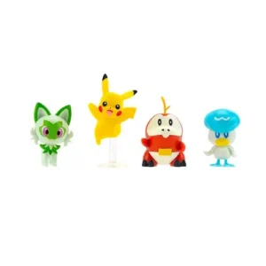 Jazwares Pokemon Battle Figure 4-Pack -Features Fuecoco- Sprigatito- Quaxly- Pikachu - Generation Ix