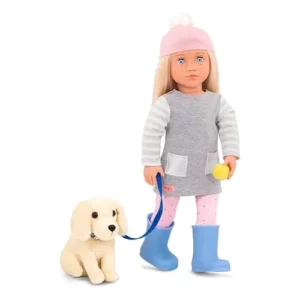 DOLL W/ PET DOG (GOLDEN RETRIEVER), MEAGAN