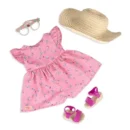 Doll WITH FLORAL PRINTED DRESS&SUNHAT,DAHLIA