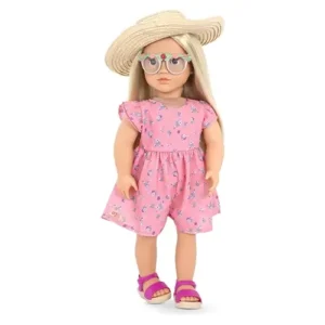 Doll WITH FLORAL PRINTED DRESS&SUNHAT,DAHLIA